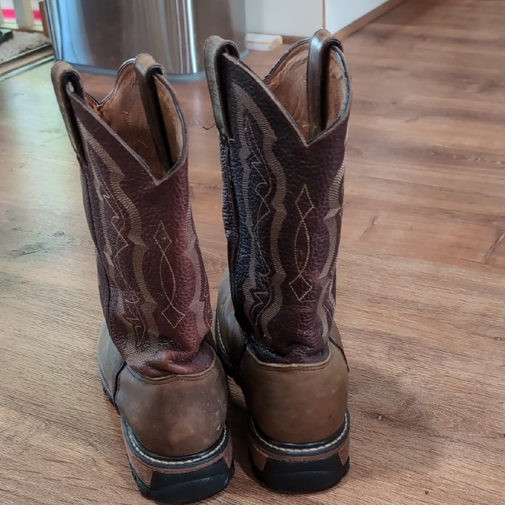 🥾 Road Wolf Men's Brown Leather Cowboy Work Boots - Picture 6 of 12